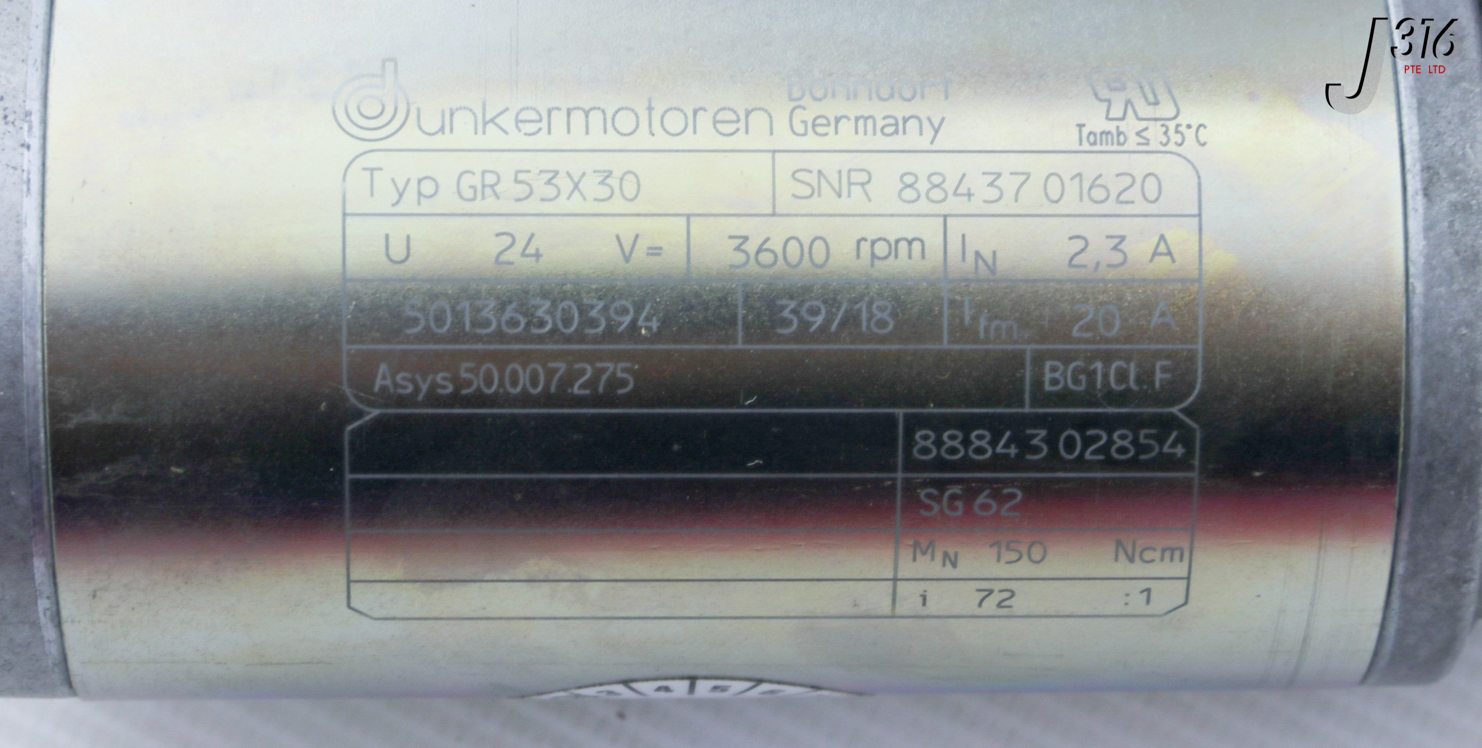 31650 DUNKERMOTOREN BRUSHED DC MOTOR, 72:1 3600RPM (NEW) GR53X30 ...